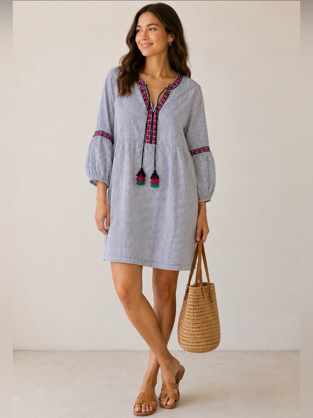 Tommy Bahama women's Salina poplin striped shift dress Med